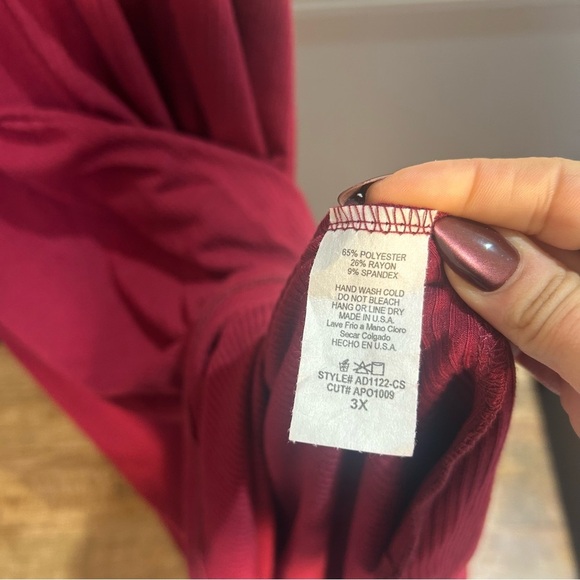 Chic Soul Shirt Dress in Burgundy with Tie Plus Size - Picture 8 of 12